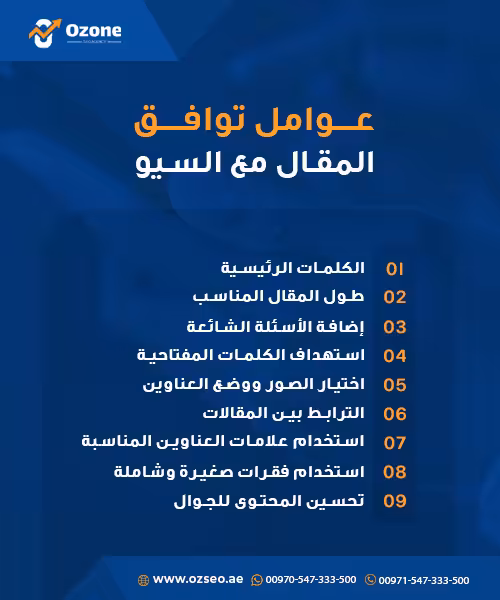 عوامل توافق المقال مع السيو